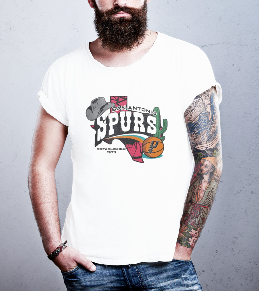 San Antonio Spurs Established 1973 Texas Cowboy Hat Cactus Basketball Team T-Shirt