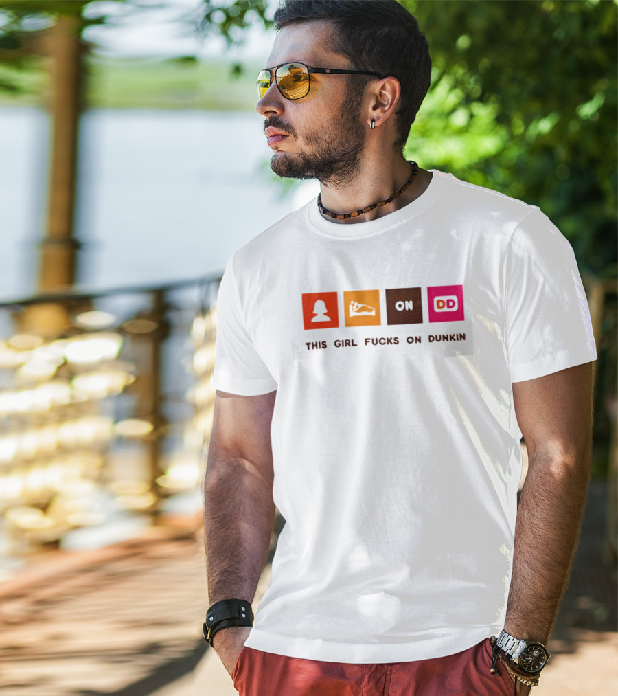 This Girl Fucks On Dunkin Retro Icon Square Blocks T-Shirt