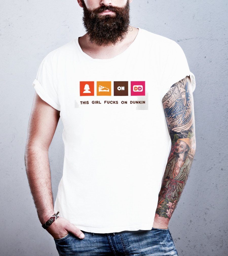 This Girl Fucks On Dunkin Retro Icon Square Blocks T-Shirt