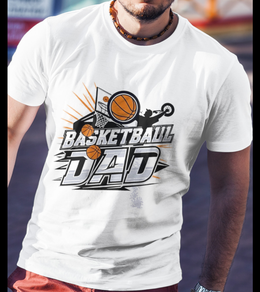 Basketball Dad Action Hoop Flying Ball Slam Dunk Sports T-Shirt