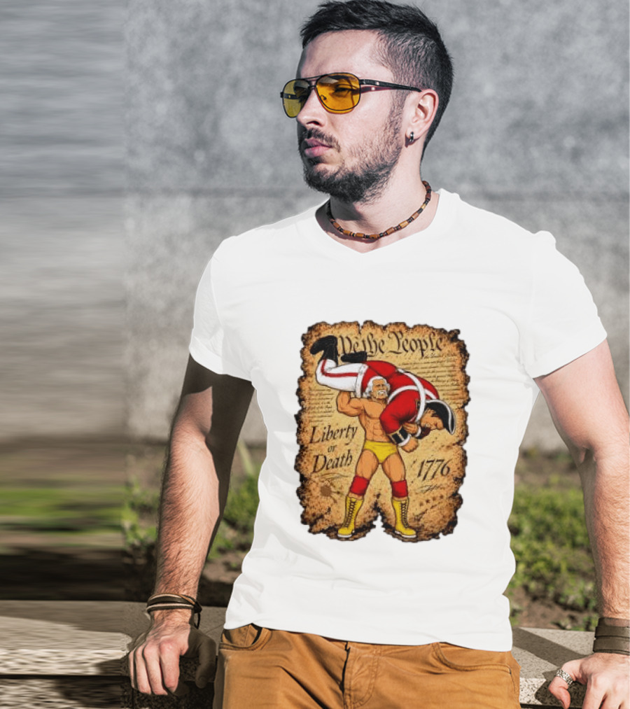 We The People Liberty Or Death 1776 Wrestler Carrying British Soldier T-Shirt
