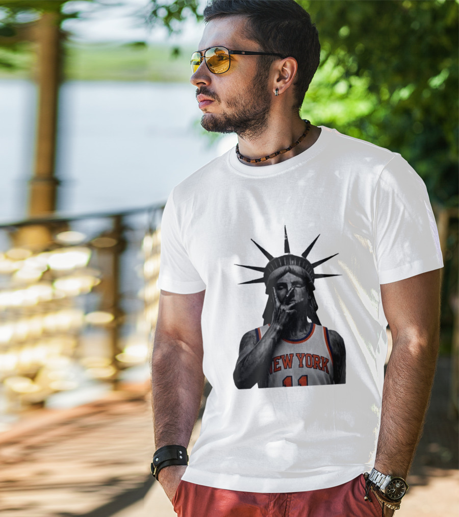 New York Knicks Jalen Brunson Statue Of Liberty Basketball Legend The Wait Is Over T-Shirt