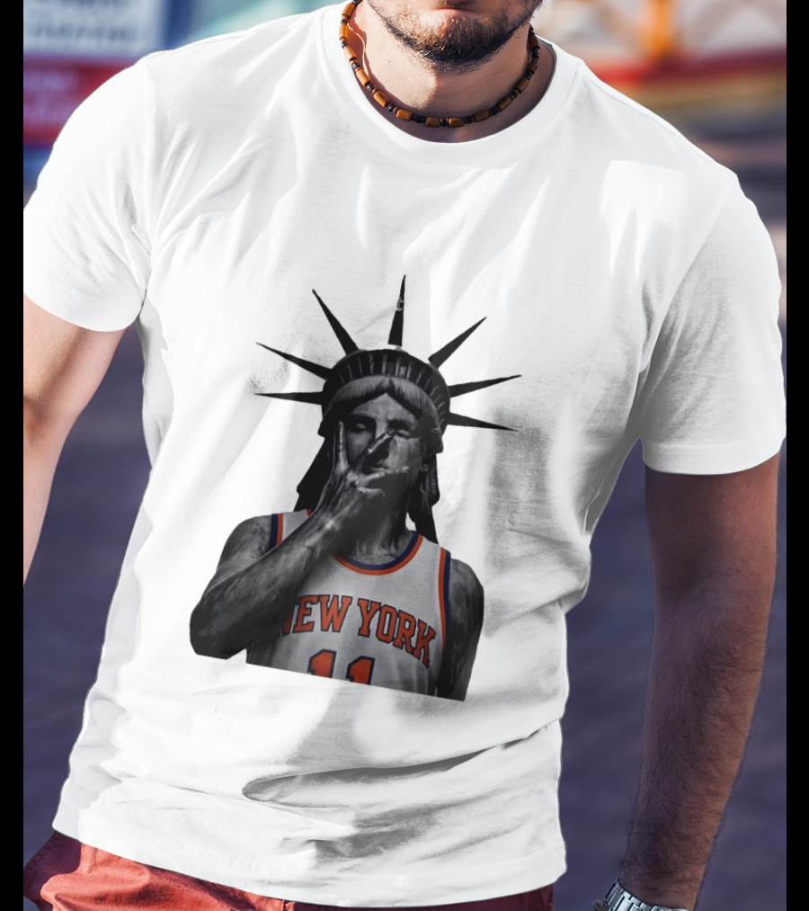 New York Knicks Jalen Brunson Statue Of Liberty Basketball Legend The Wait Is Over T-Shirt