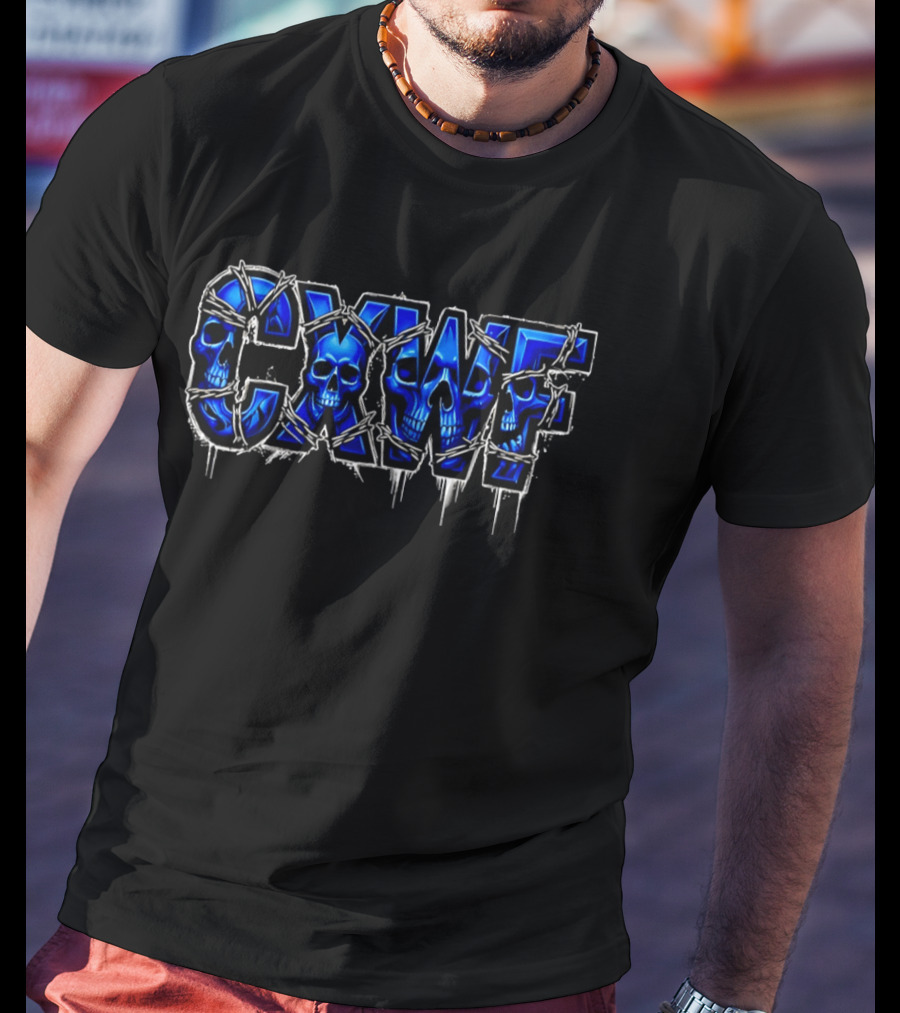 CXWF Blue Skull Barbed Wire T-Shirt