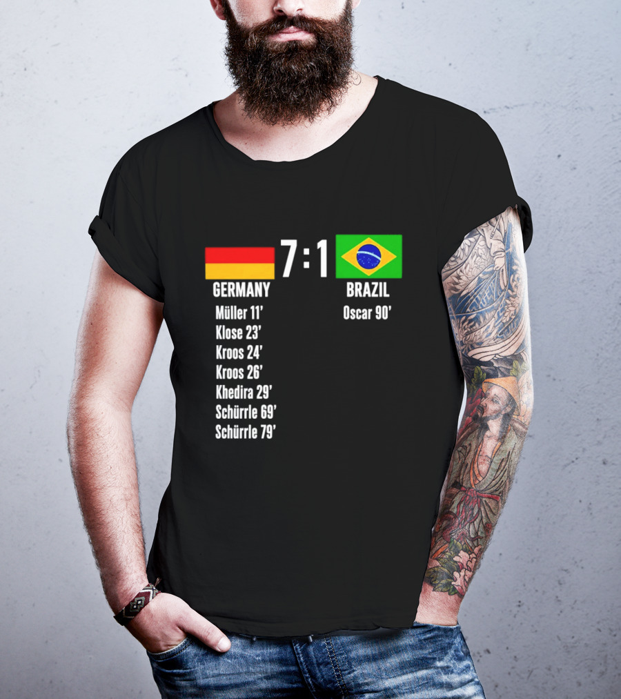 Germany 7 1 Brazil Müller Klose Kroos Khedira Schürrle Oscar Score T-Shirt