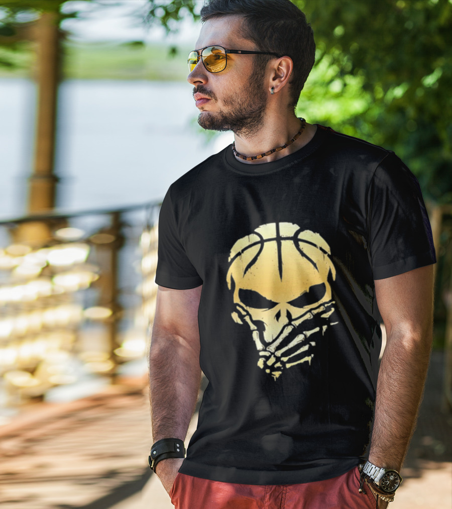 The Brunisher Gold Jalen Brunson Knicks Skull Basketball T-Shirt
