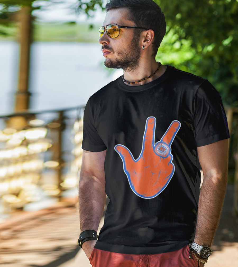 New York Knicks Jalen Brunson Peace Sign Ring Basketball Champion T-Shirt