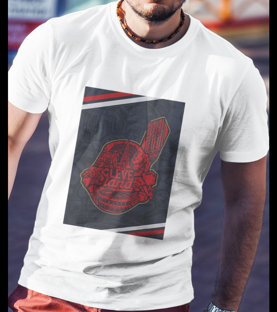 Cleveland 1948 Baseball Team City Mosaic Landmark Collage T-Shirt