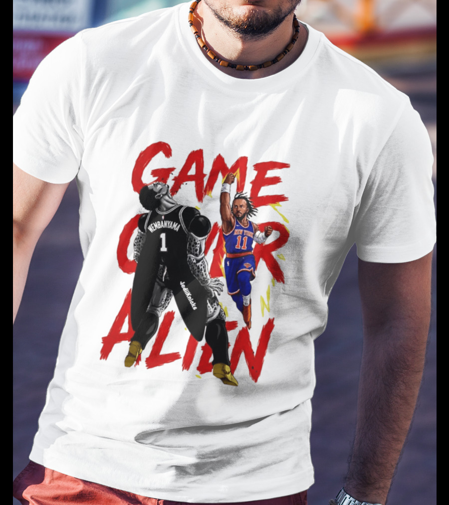 Game Over Alien Wembanyama Vs Jalen Gohan Brunson Knicks T-Shirt