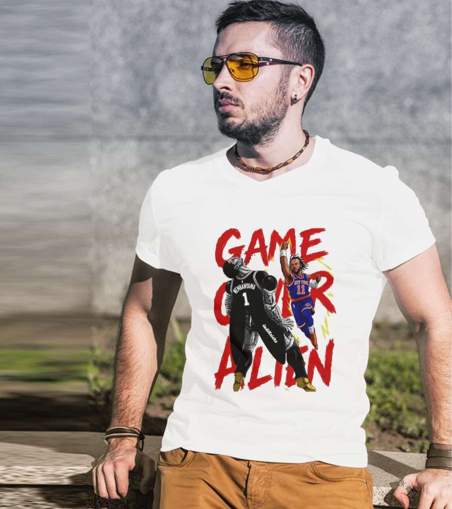 Game Over Alien Wembanyama Vs Jalen Gohan Brunson Knicks T-Shirt