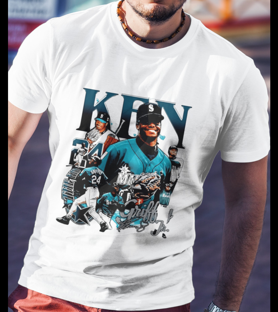 Ken Griffey Jr Seattle Mariners The Kid 24 Legendary Collage T-Shirt