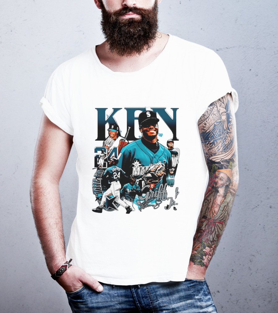 Ken Griffey Jr Seattle Mariners The Kid 24 Legendary Collage T-Shirt