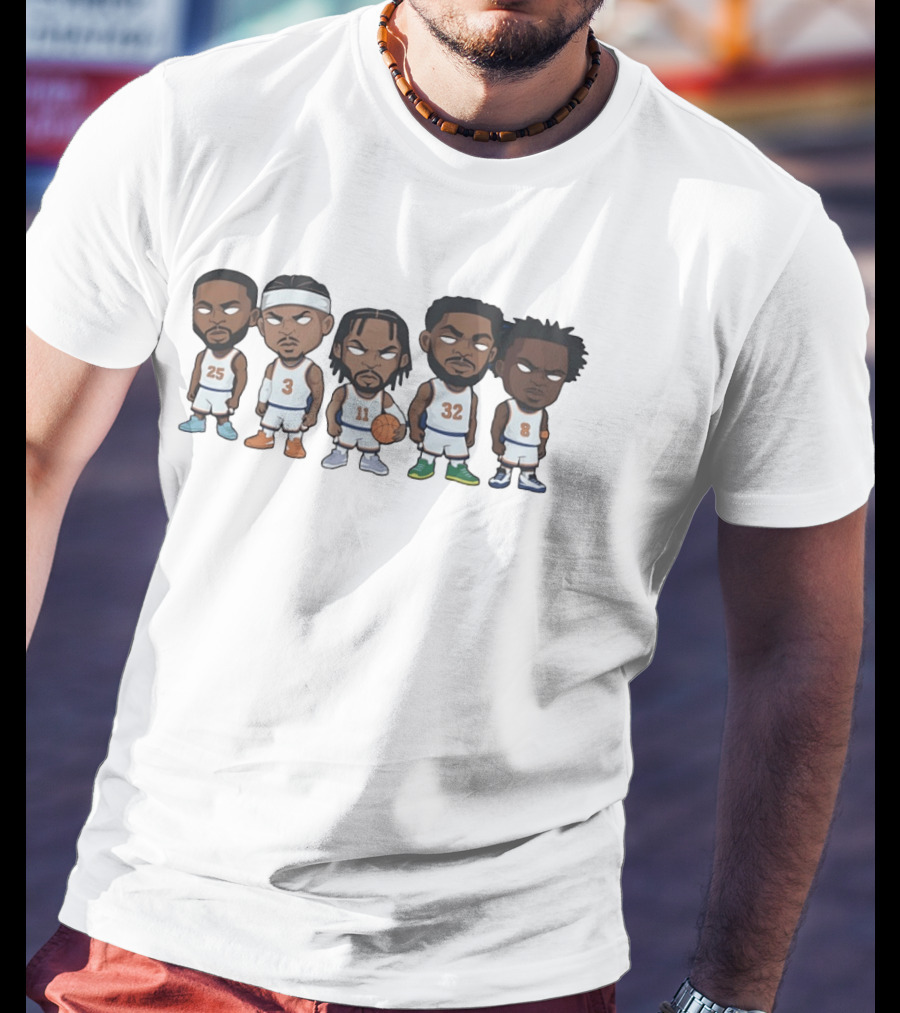 New York Knicks 2026 Player Cartoon Characters 25 3 11 32 8 T-Shirt