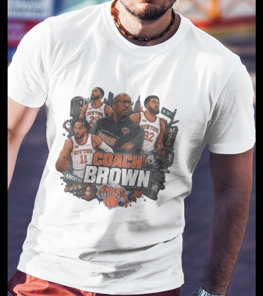 New York Knicks MSG Coach Brown Knicks Way Basketball Team 34th Street 2026 T-Shirt