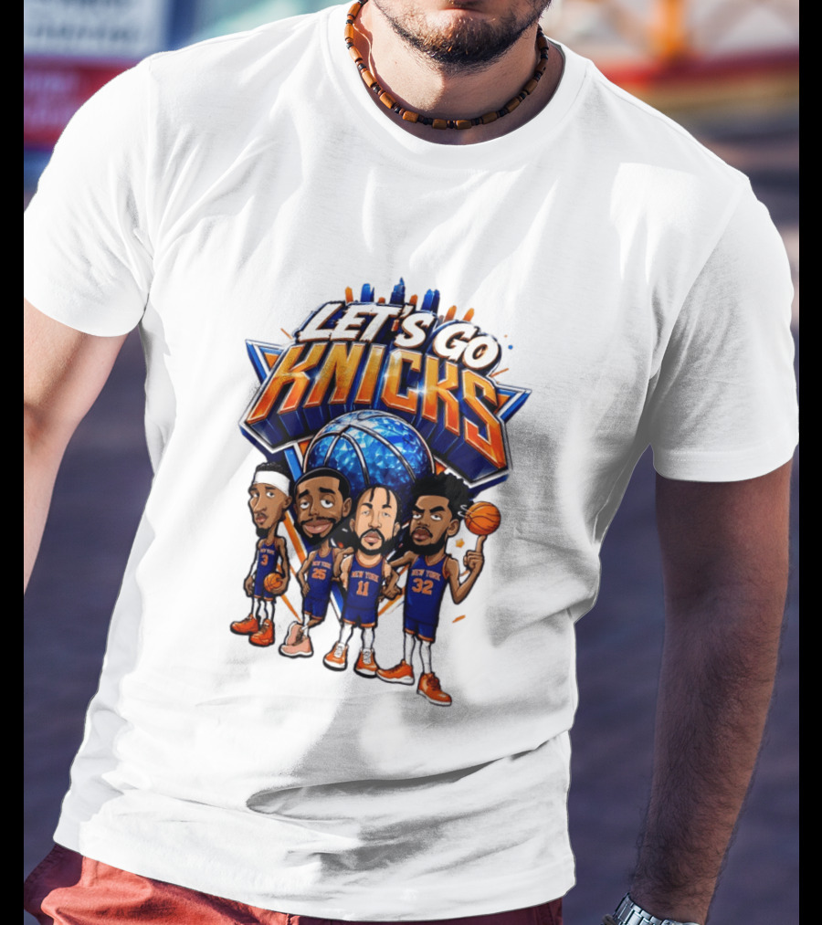 Let's Go Knicks New York Basketball Players Cartoon 2026 T-Shirt