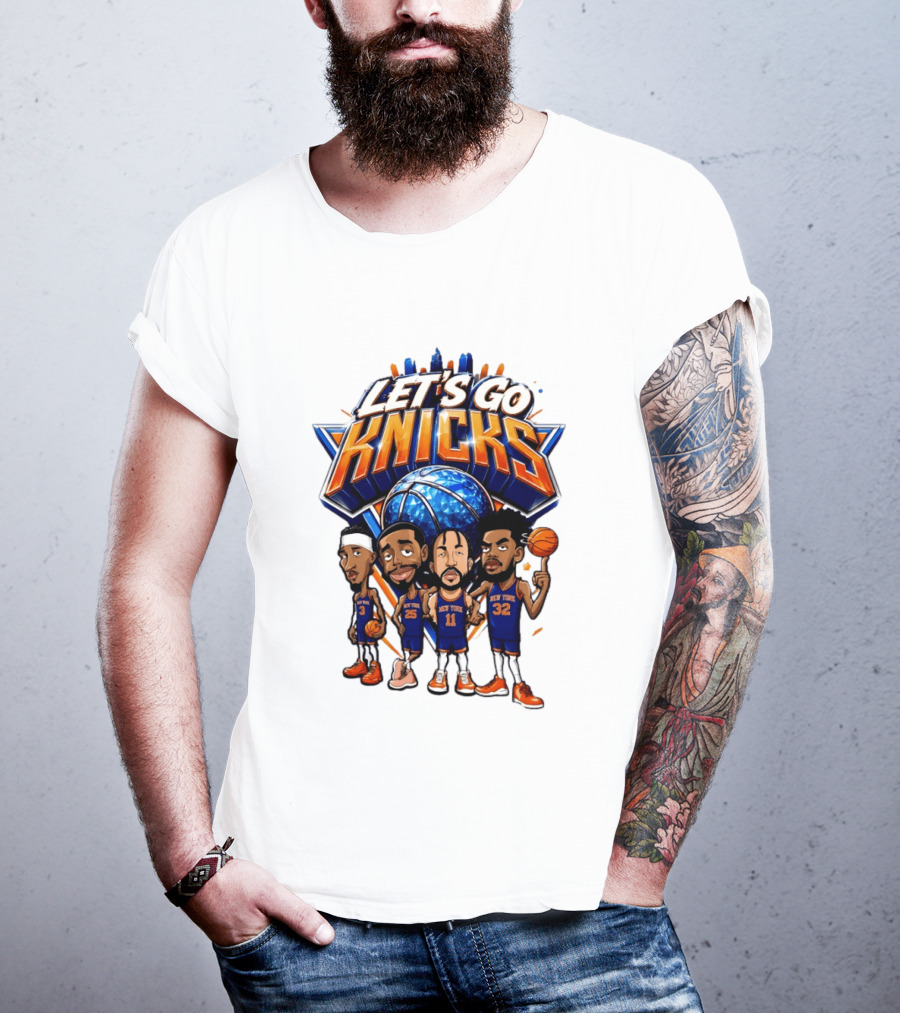 Let's Go Knicks New York Basketball Players Cartoon 2026 T-Shirt