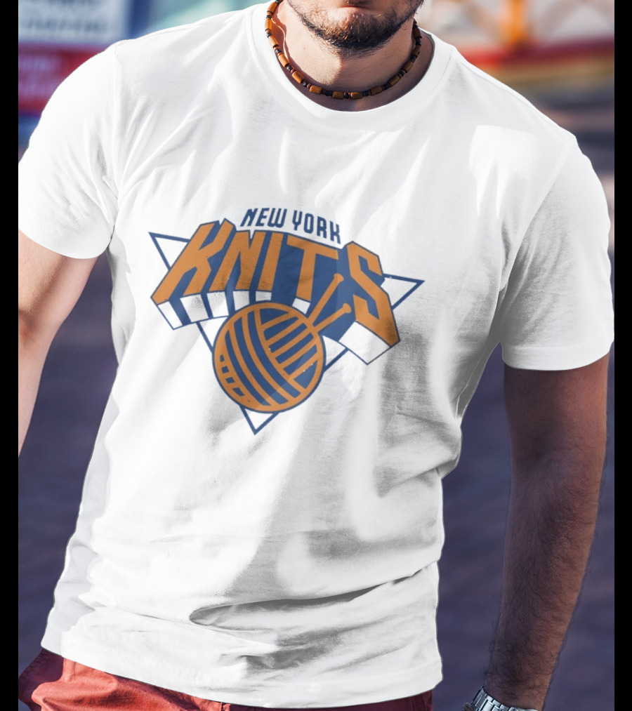New York Knits Basketball Yarn Logo NY Knicks T-Shirt