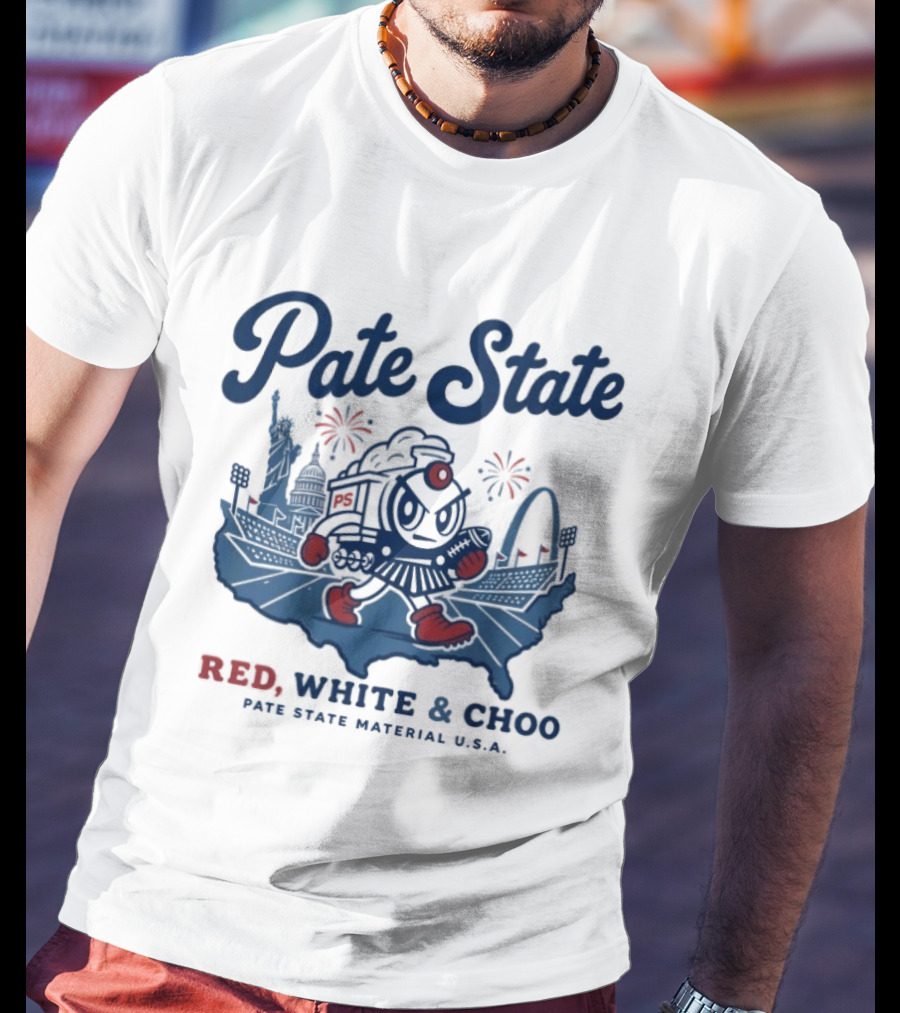 Pate State Red White And Choo USA Fireworks Statue Of Liberty Arch T-Shirt