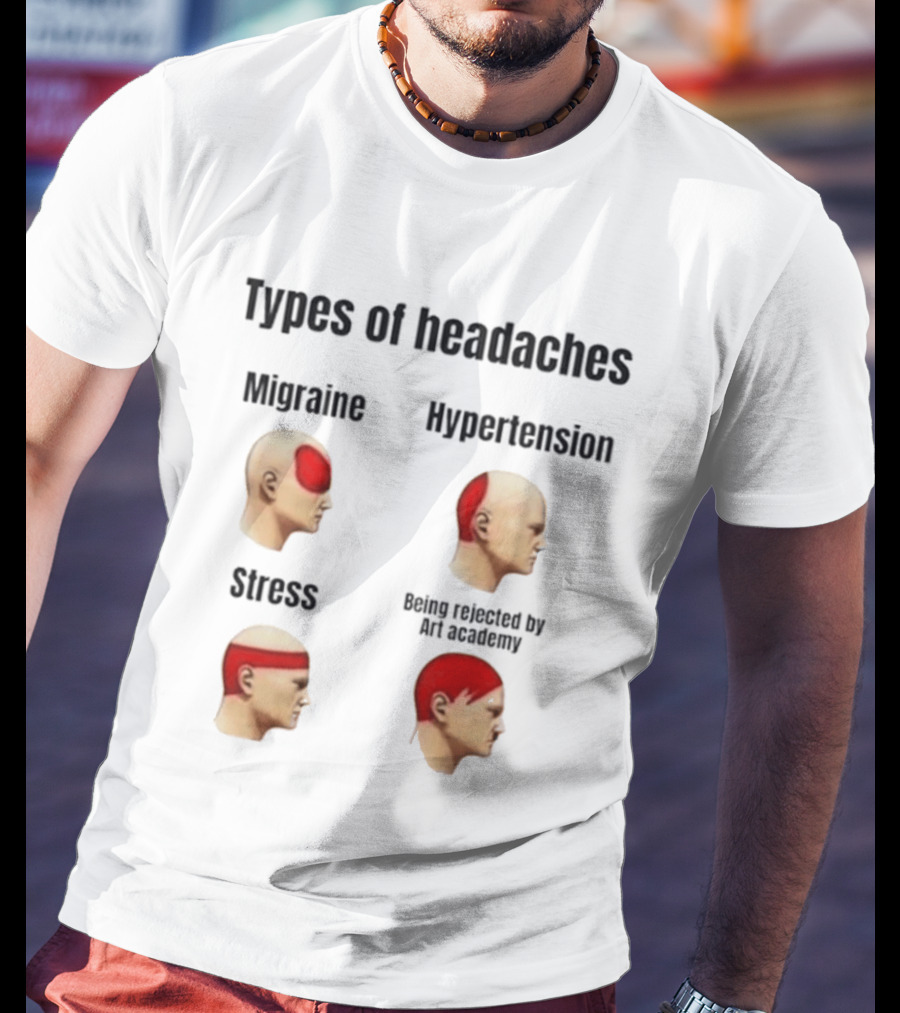 Types Of Headaches Migraine Hypertension Stress Being Rejected By Art Academy T-Shirt