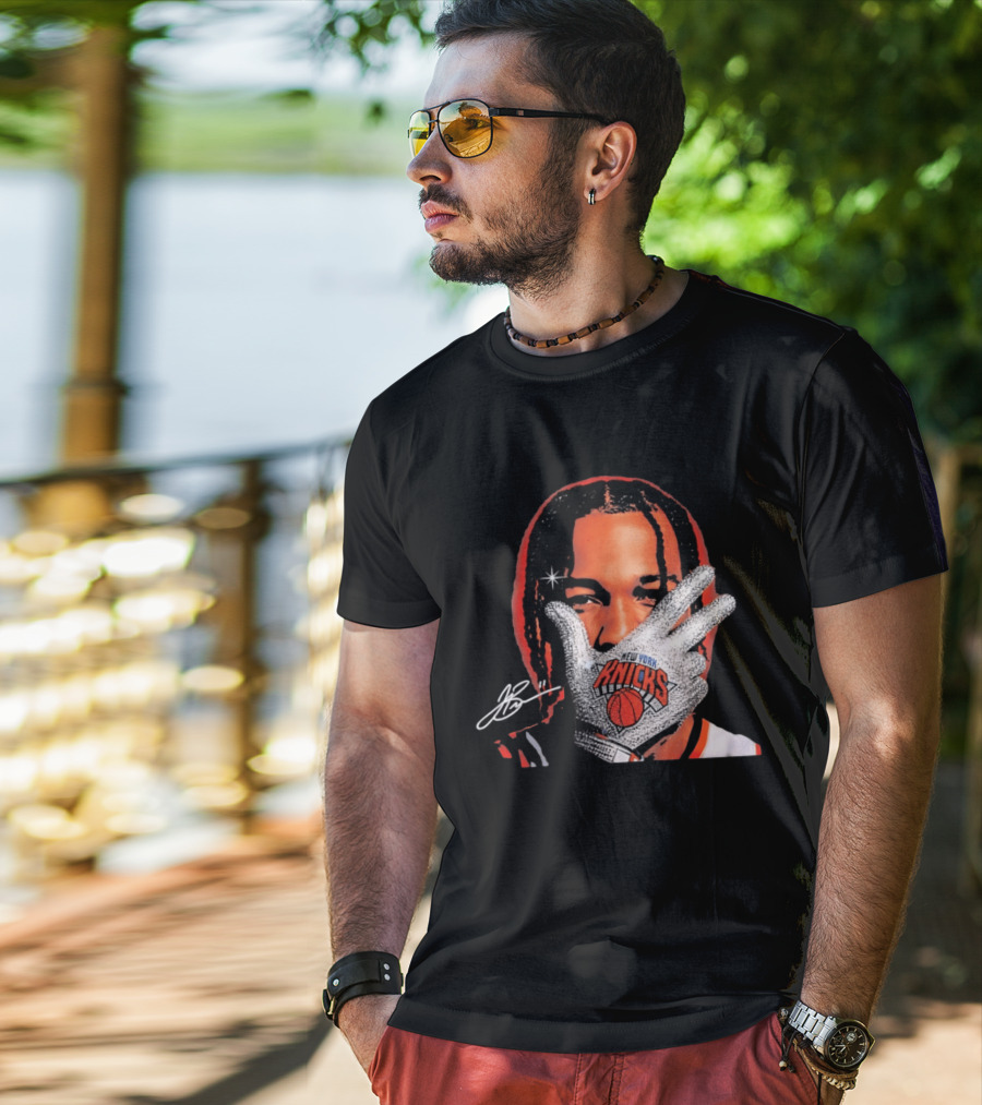 New York Knicks Jalen Brunson Iceman Signature Glove T-Shirt