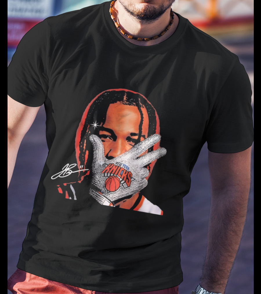 New York Knicks Jalen Brunson Iceman Signature Glove T-Shirt