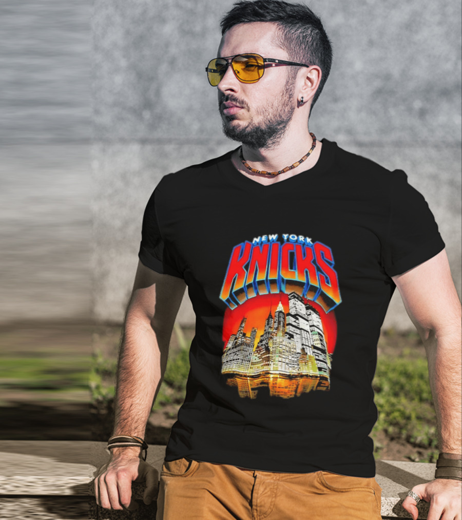 New York Knicks City Skyline Nightscape T-Shirt