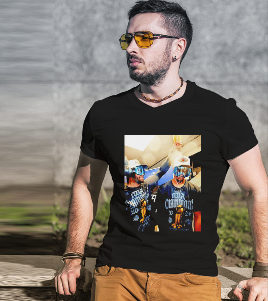 NBA Champions Celebration Jalen Brunson Josh Hart 2026 T-Shirt