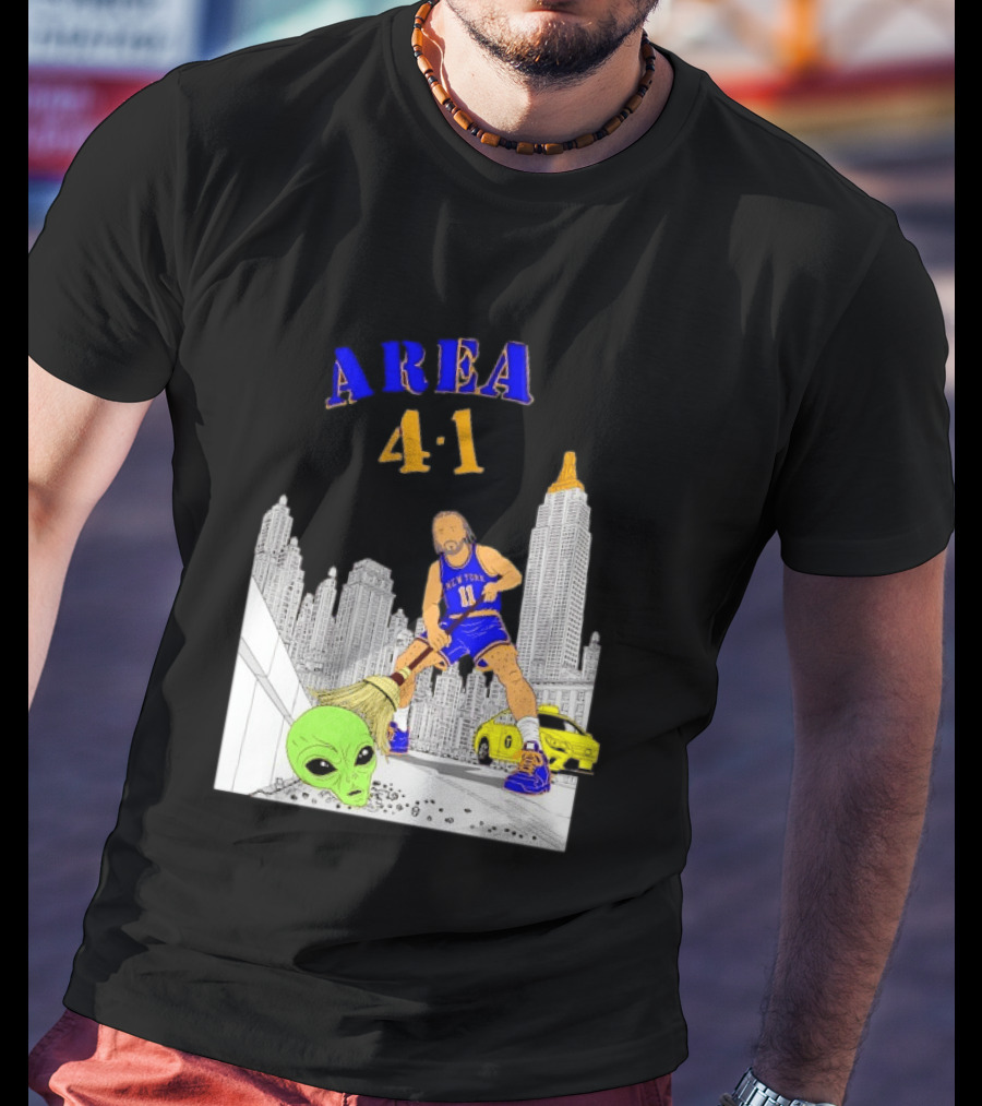 AREA 4 1 Jalen Brunson New York Knicks Vs Alien San Antonio Spurs T-Shirt