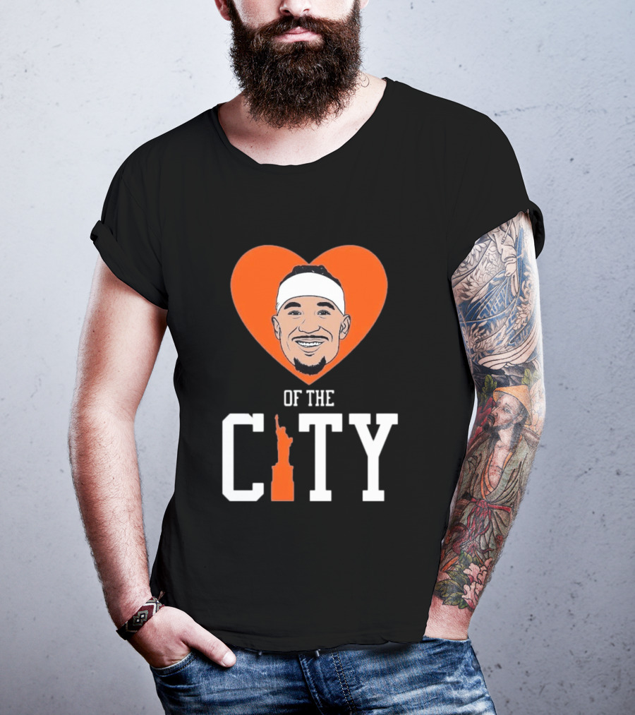Josh Hart New York Knicks Heart Statue Of Liberty City T-Shirt