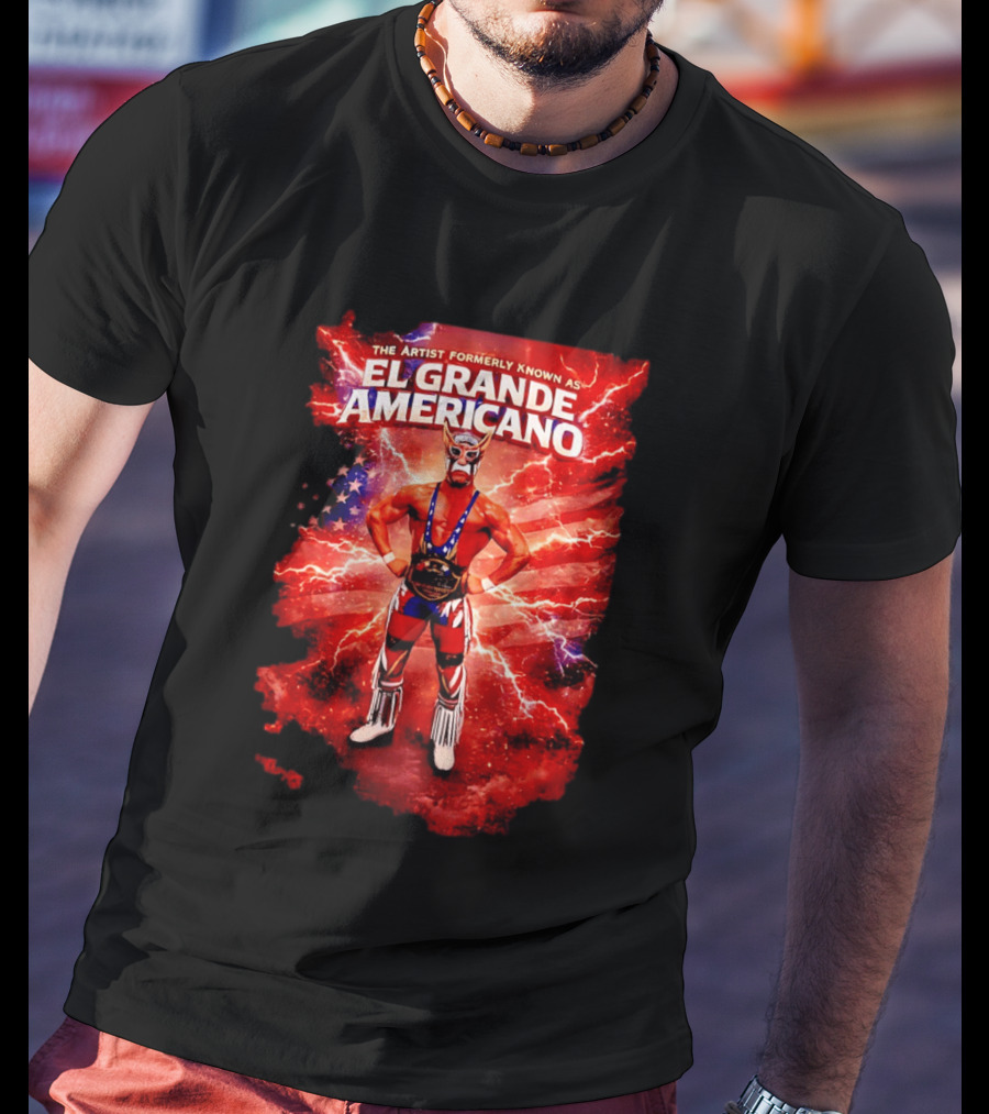 The Artist Formerly Known As El Grande Americano Luchador Flag Lightning T-Shirt