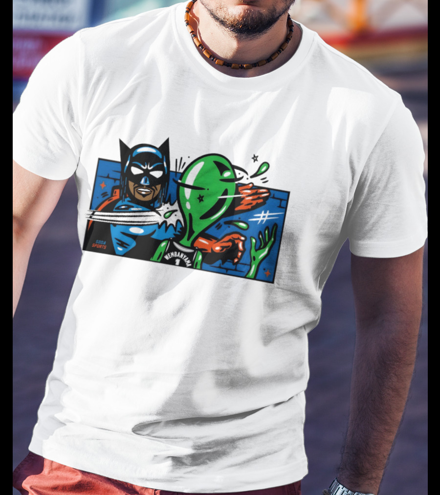 Batman Slapping Alien Knicks Beat Spurs NBA Final 2026 Soda Sports T-Shirt