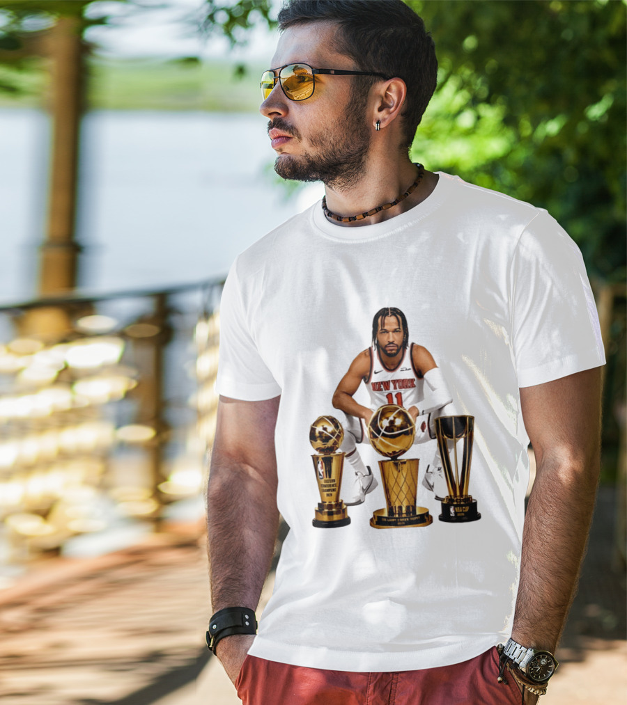 New York Knicks Jalen Brunson 11 Trophy Collection NBA Champions T-Shirt