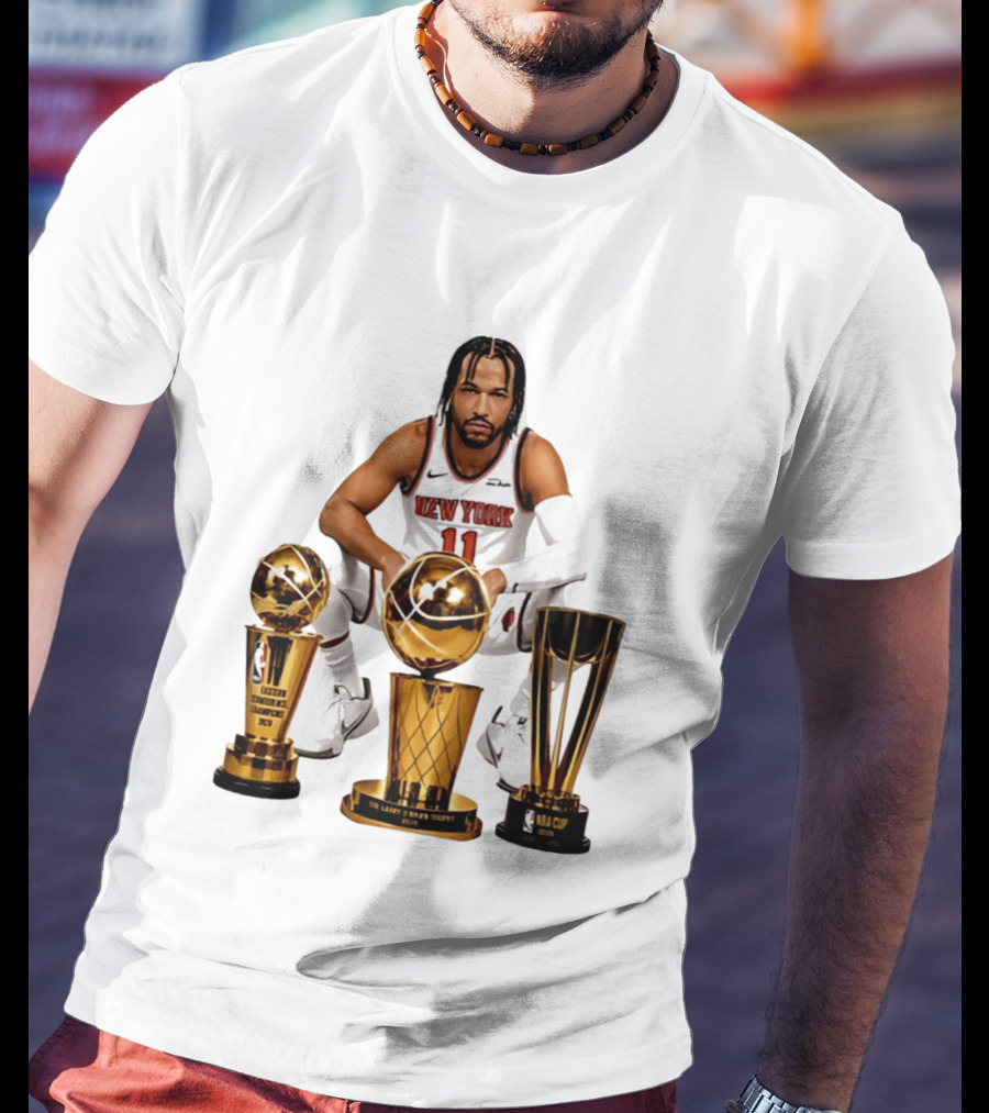 New York Knicks Jalen Brunson 11 Trophy Collection NBA Champions T-Shirt