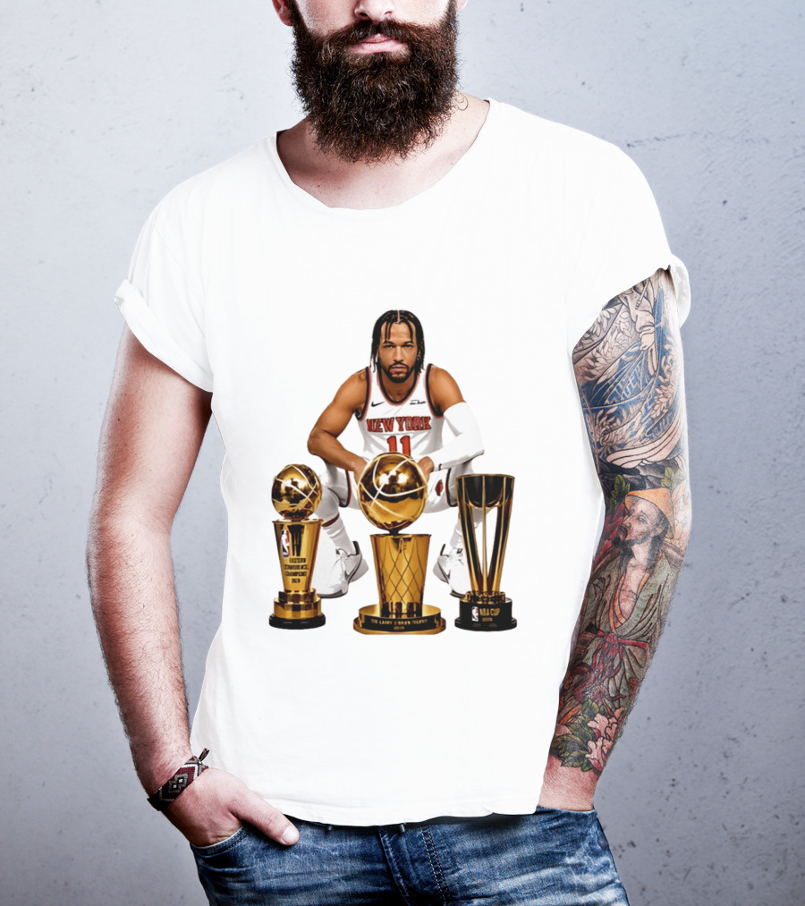 New York Knicks Jalen Brunson 11 Trophy Collection NBA Champions T-Shirt
