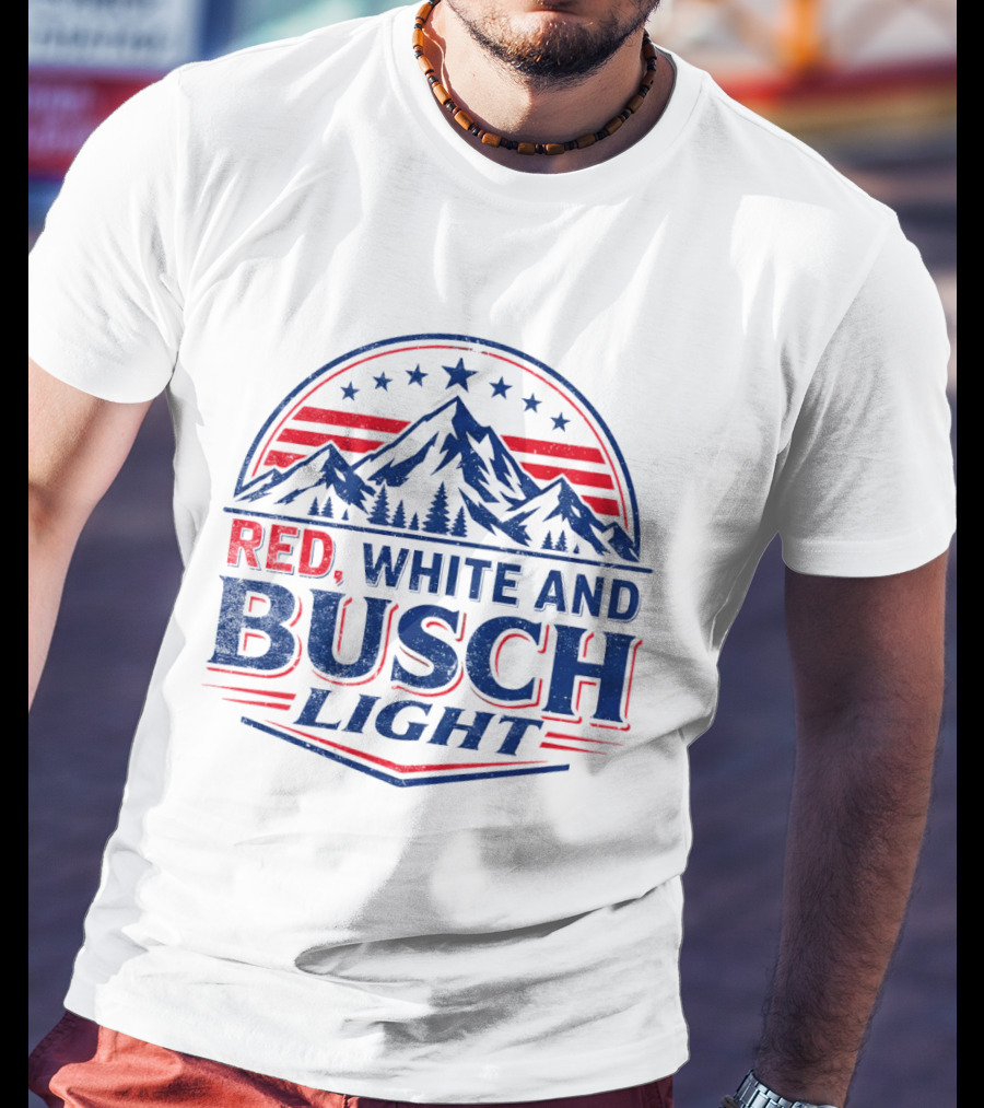 Busch Light Red White And Blue Mountain Stars T-Shirt