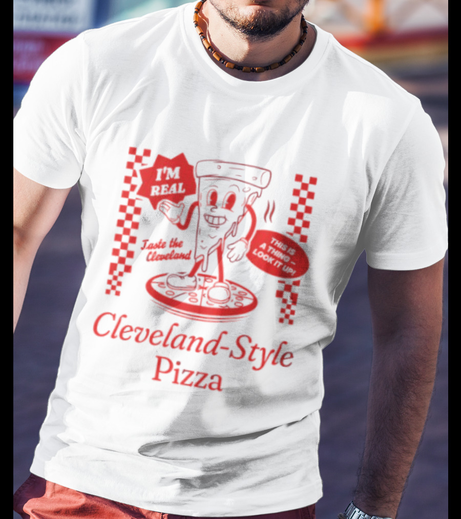 Cleveland Style Pizza I'm Hot Retro Football T-Shirt