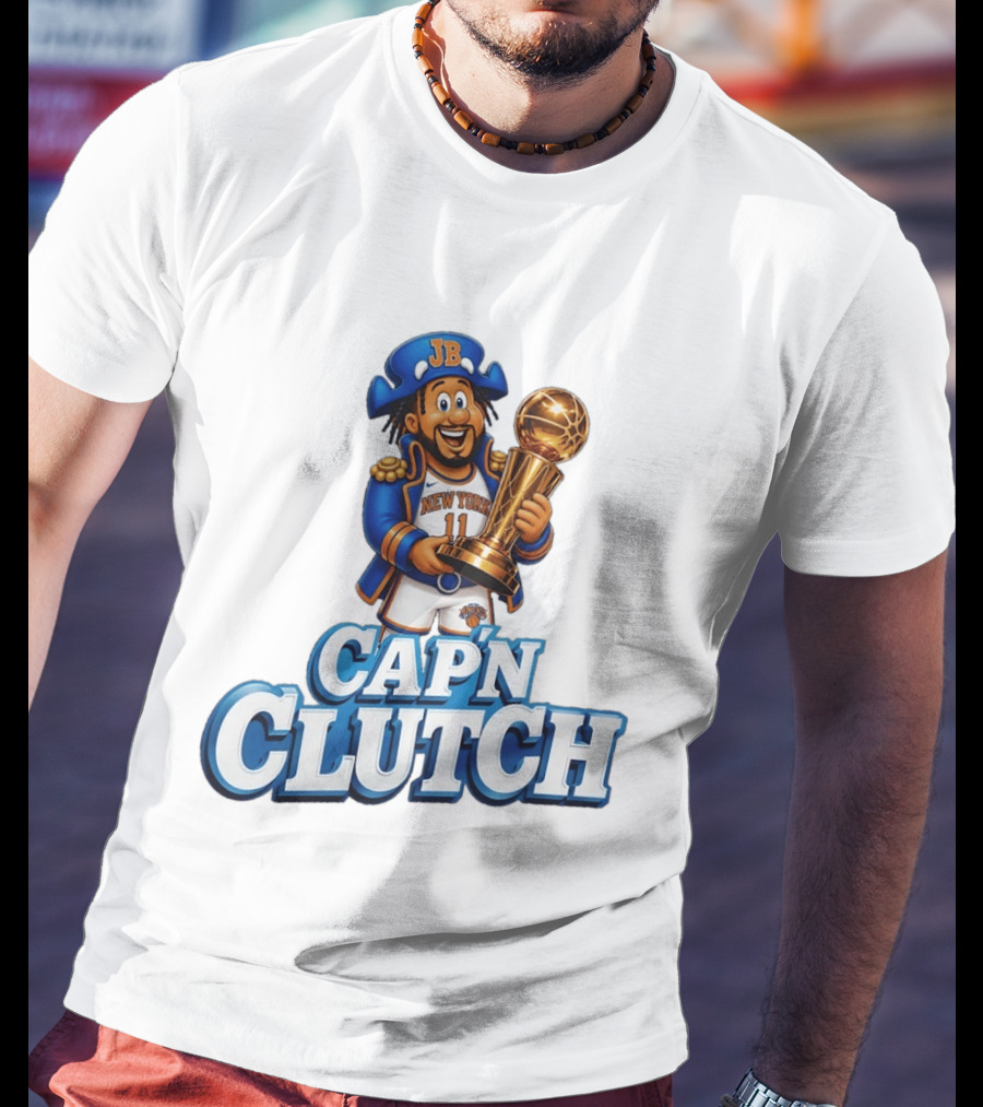 Jalen Brunson Capn Clutch New York Knicks Cartoon MVP T-Shirt