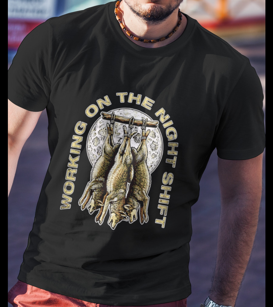 Working On The Night Shift Hanging Bats Full Moon T-Shirt