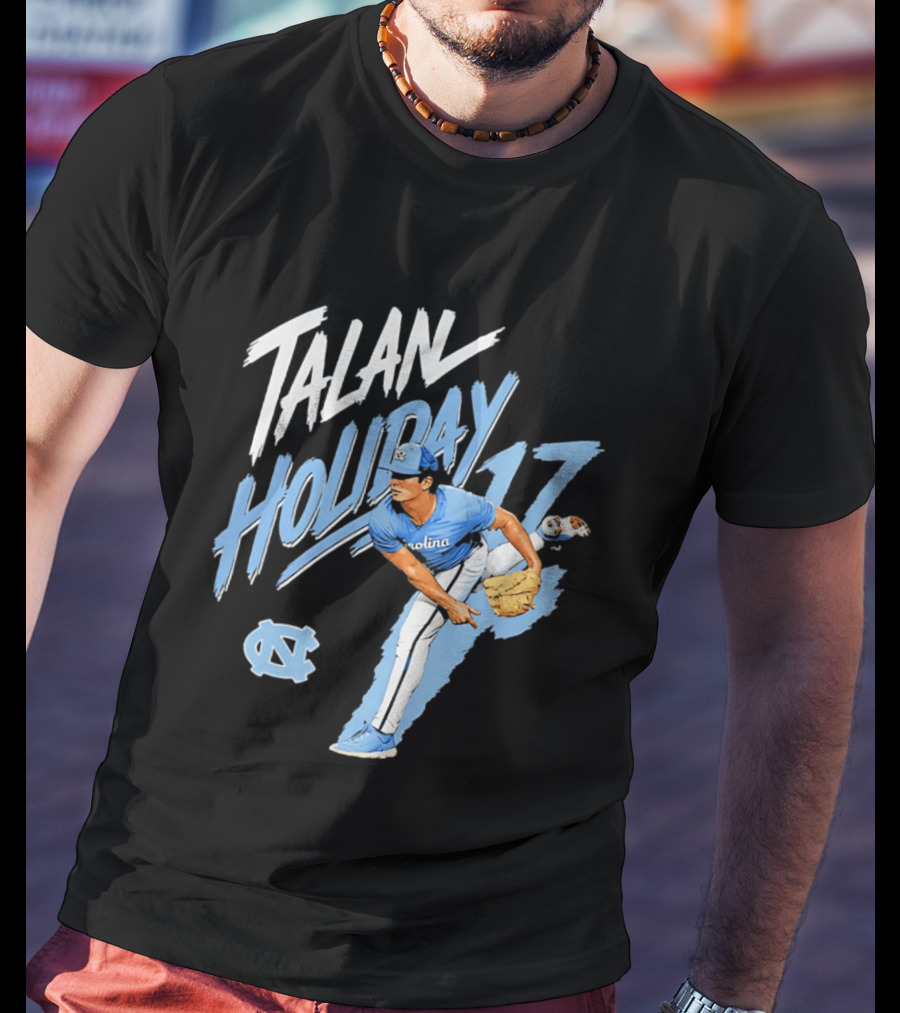 North Carolina Tar Heels Talan Holiday 17 Pitching Action T-Shirt