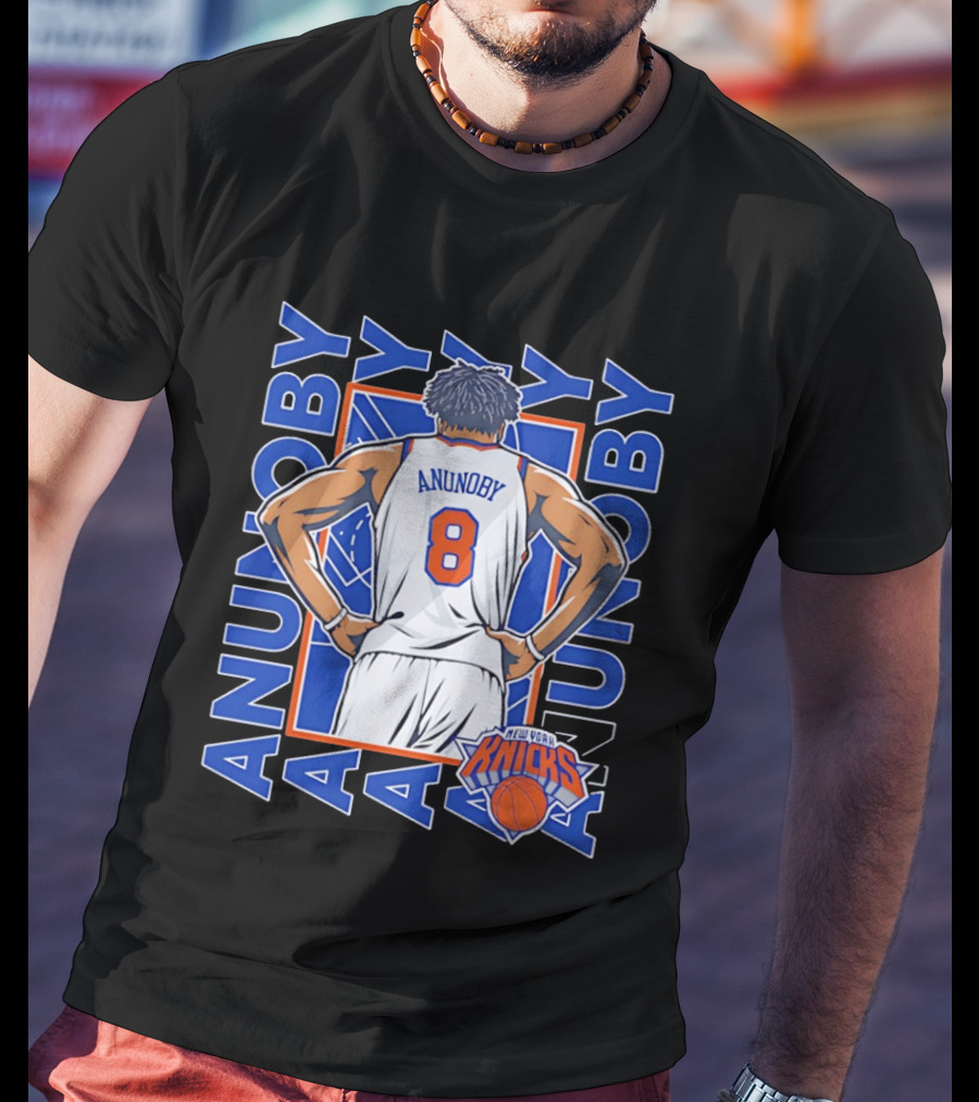 OG Anunoby Number 8 New York Knicks Basketball Icon Repeat T-Shirt