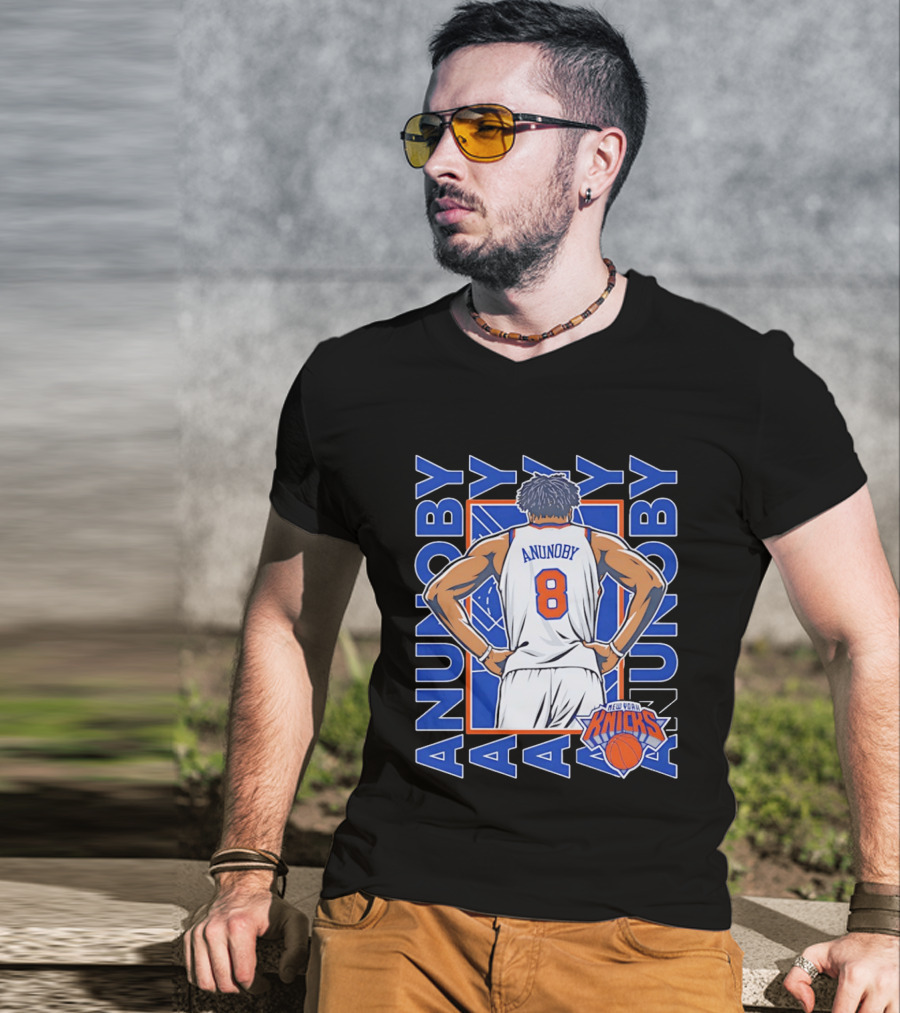 OG Anunoby Number 8 New York Knicks Basketball Icon Repeat T-Shirt