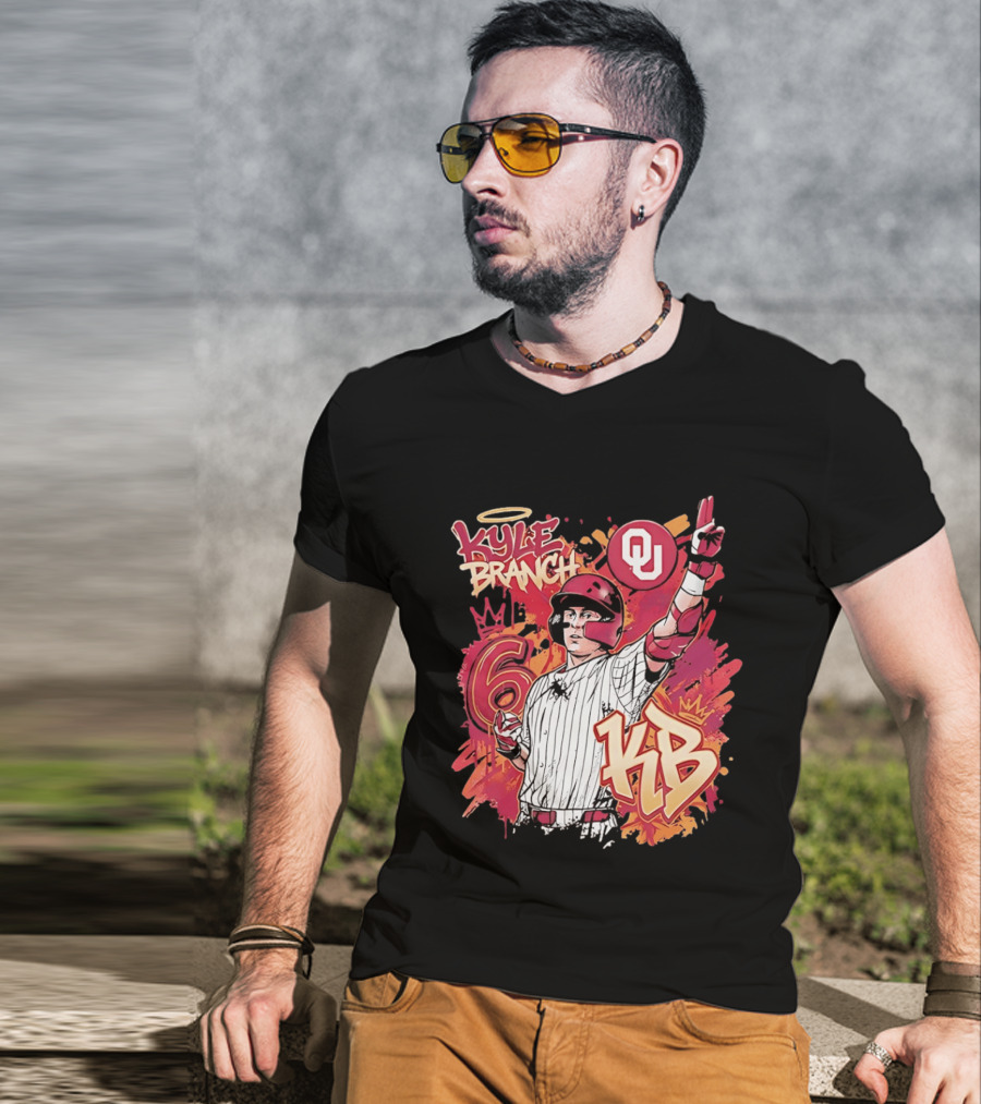 Oklahoma Sooners Kyle Branch 6 Graffiti KB T-Shirt