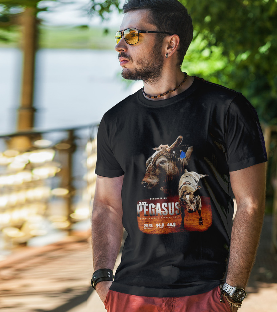 Remembering Pegasus 247 Legendary Rodeo Bull Statistics 25/8 44.8 46.8 T-Shirt