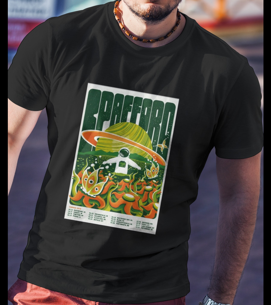 Spafford Summer 2026 Tour Space Astronaut And Alien Flowers T-Shirt