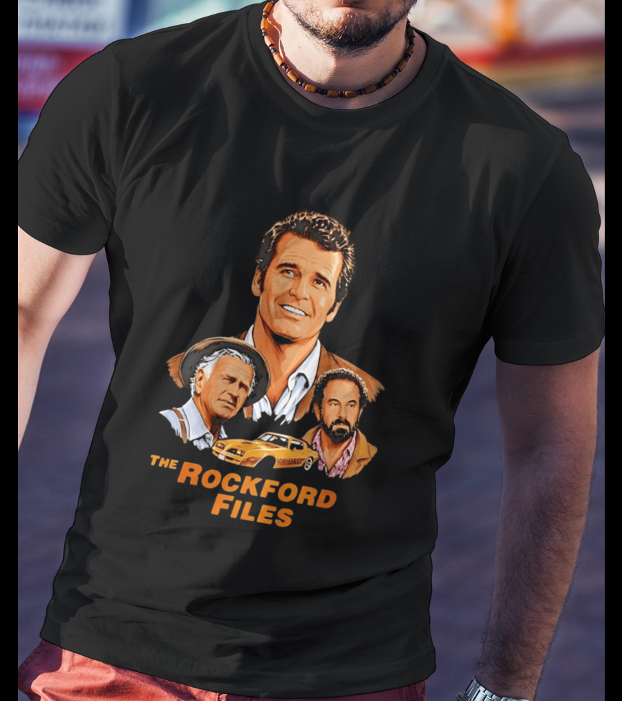 The Rockford Files 1970s James Garner Iconic Cast And Car T-Shirt
