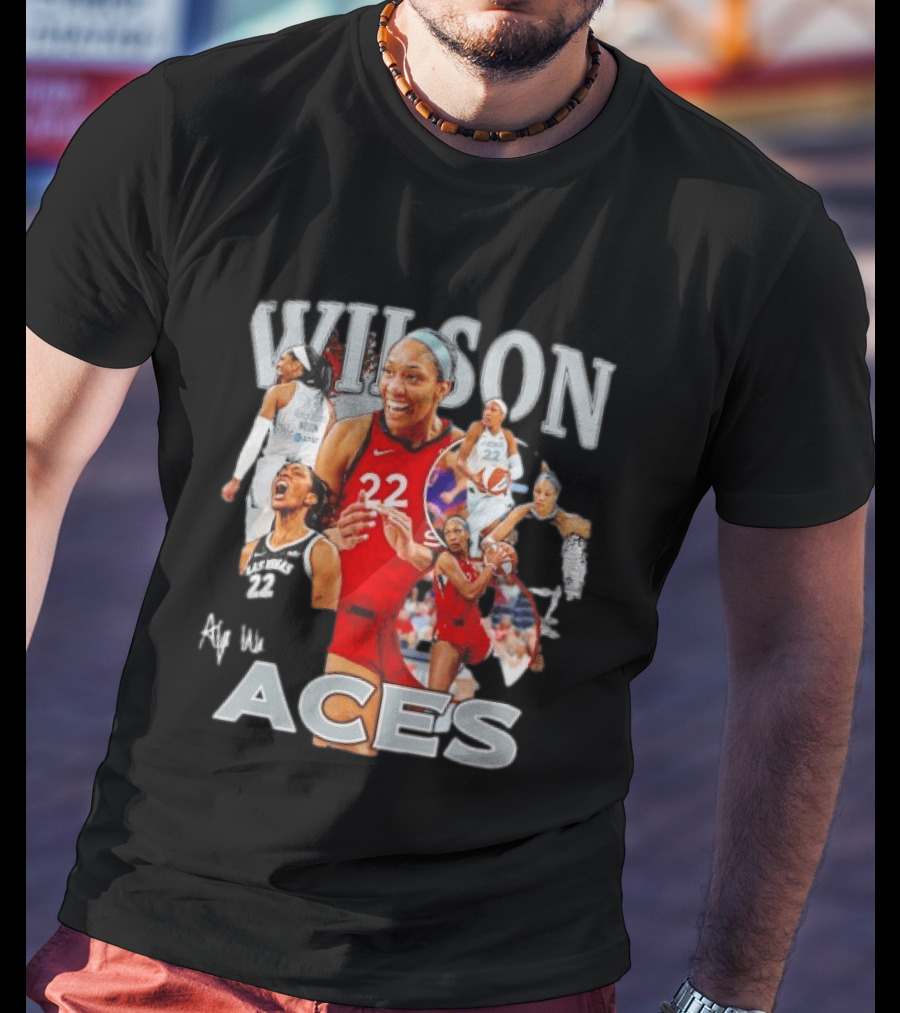 A'ja Wilson Las Vegas Aces Fly With Aces Collage T-Shirt