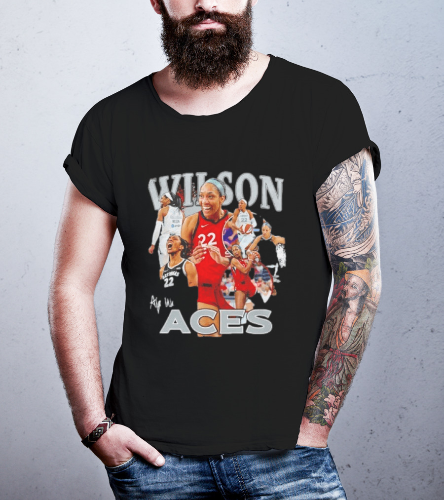 A'ja Wilson Las Vegas Aces Fly With Aces Collage T-Shirt
