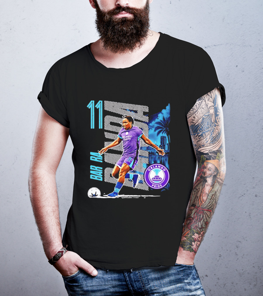 Barbra Banda Orlando Pride Skyline 11 Soccer Blue Palm Trees T-Shirt