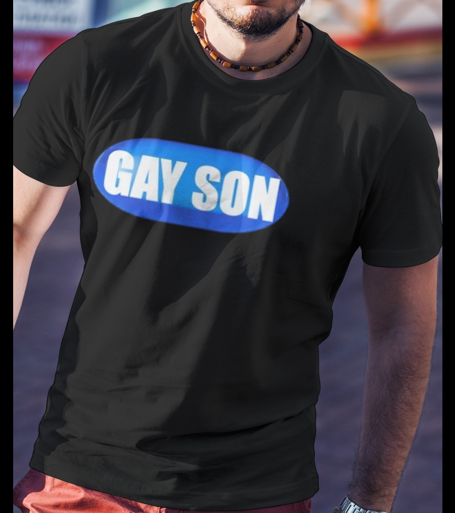Gay Son Pill Blue Oval T-Shirt