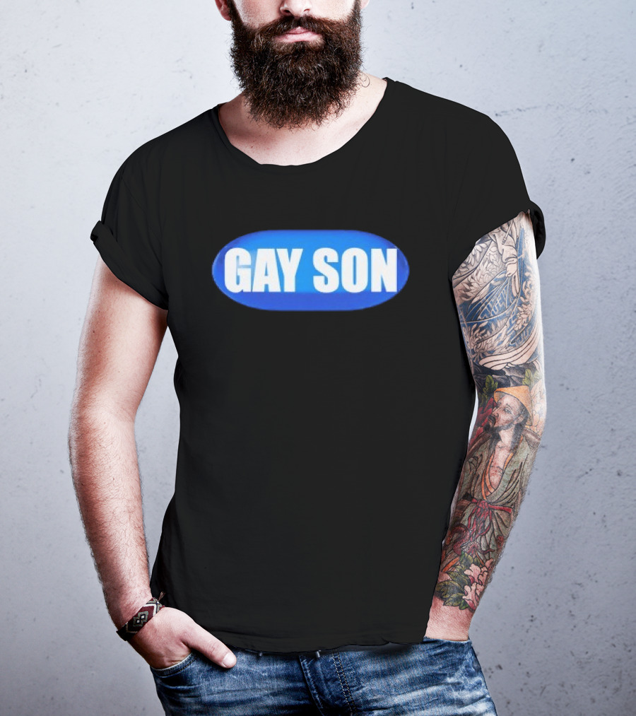 Gay Son Pill Blue Oval T-Shirt